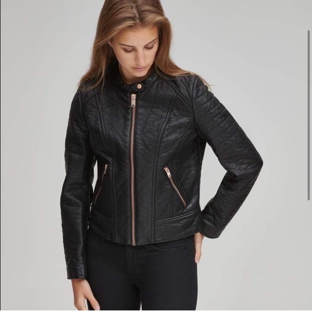 Marc New York Andrew Marc Blakely Faux Leather Moto Jacket in Black - Picture 3 of 15